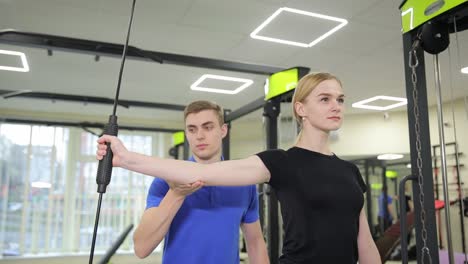 physical therapy session with cable machine