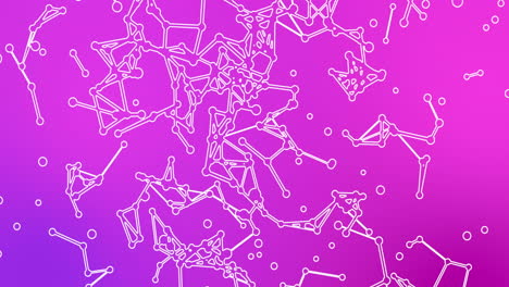 animación de puntos conectados con líneas que forman formas geométricas sobre un fondo púrpura