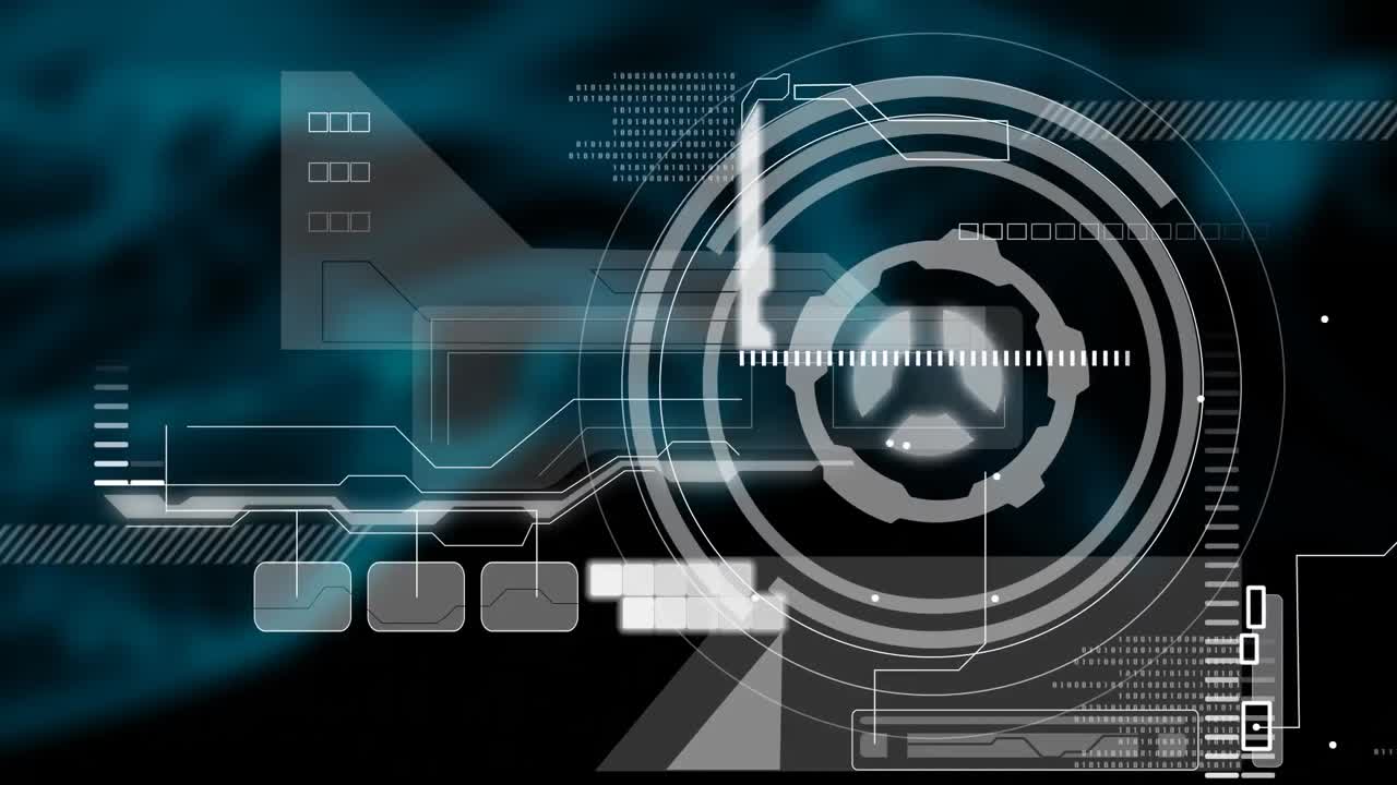 어두운 배경 위의 디지털 인터페이스의 애니메이션