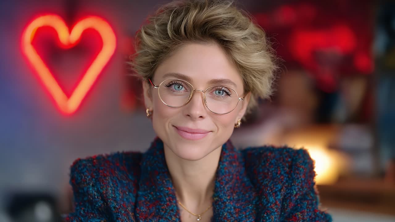 A Captivating Portrait of a Thoughtful Individual Against a Softly Lit Heart Background, Emphasizing Expressions of Emotion and Intimacy