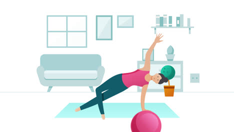 woman doing a side plank yoga pose at home