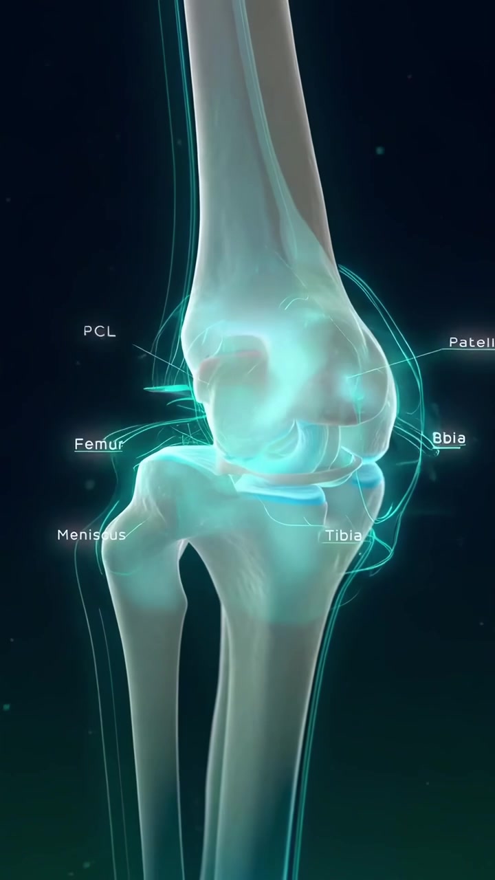 Animazione 3D Dettagliata dell'Anatomia dell'Articolazione del Ginocchio Umano