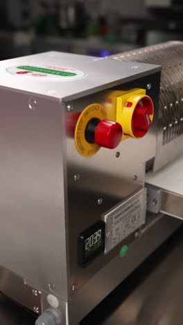 close-up of industrial food slicing machine