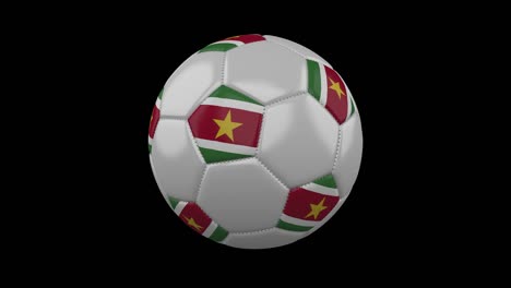 pelota de fútbol con bandera de suriname, 4k con alfa, bucle