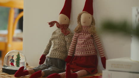 scandinavian nisse couple in traditional festive attire