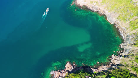 drone overview of arraial do cabo, rio de janeiro, brazil, capturing vibrant waters, scenic coastlines, and beach resorts along the shore