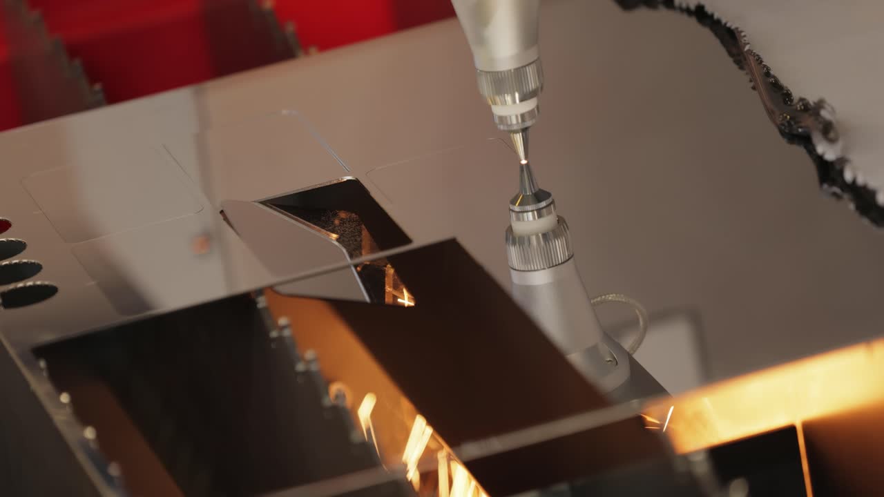 CNC Laser cutting of metal, modern industrial technology.