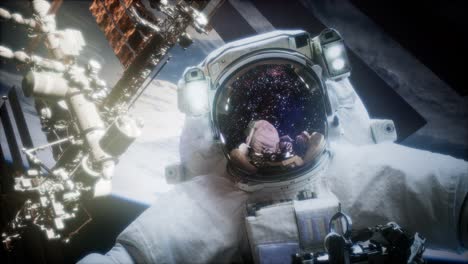 astronauta en una caminata espacial. elementos de esta imagen proporcionados por la nasa
