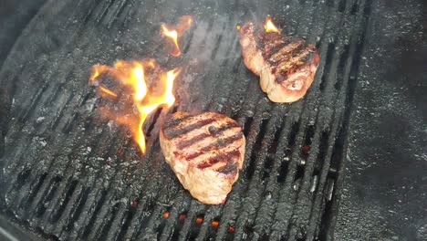 steak flame grilled on the bbq