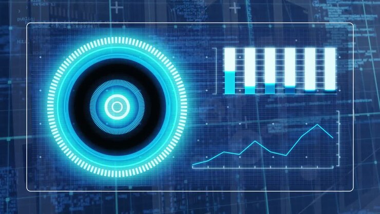 Animation of data processing with scope scanning over server room