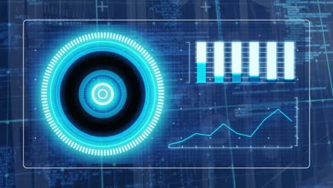Animation of data processing with scope scanning over server room