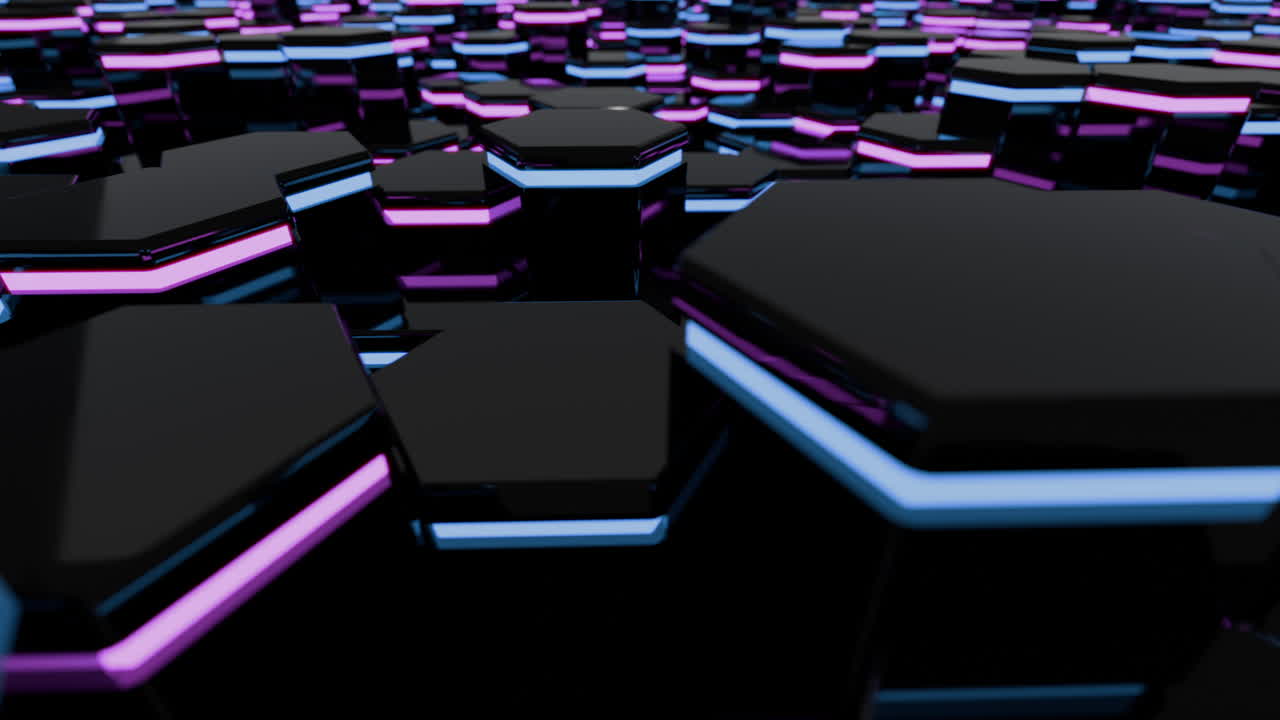 Satisfying Movement Of Hexagons Rising And Falling With Soft Lights