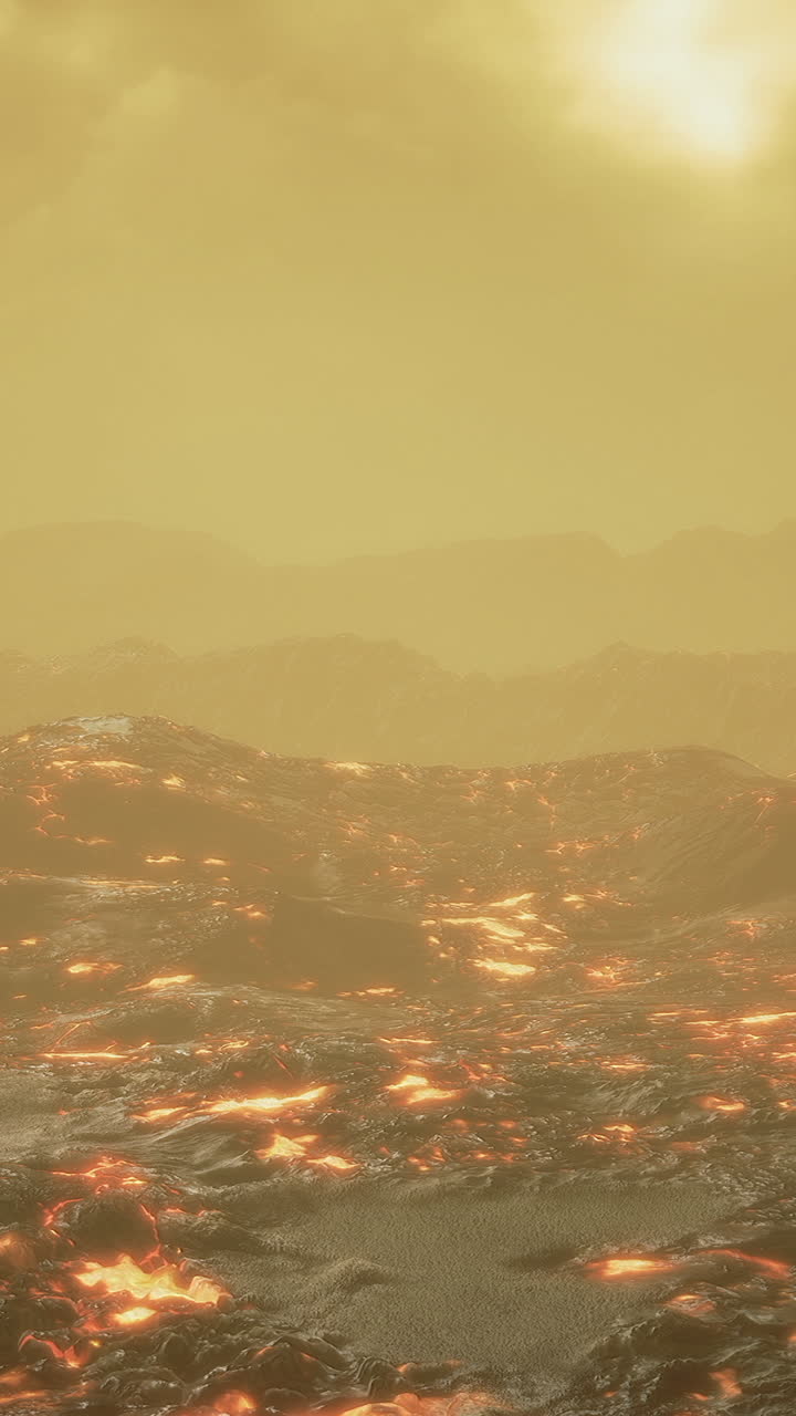 Recent volcanic activity visible through smoking fissures and heat shimmer