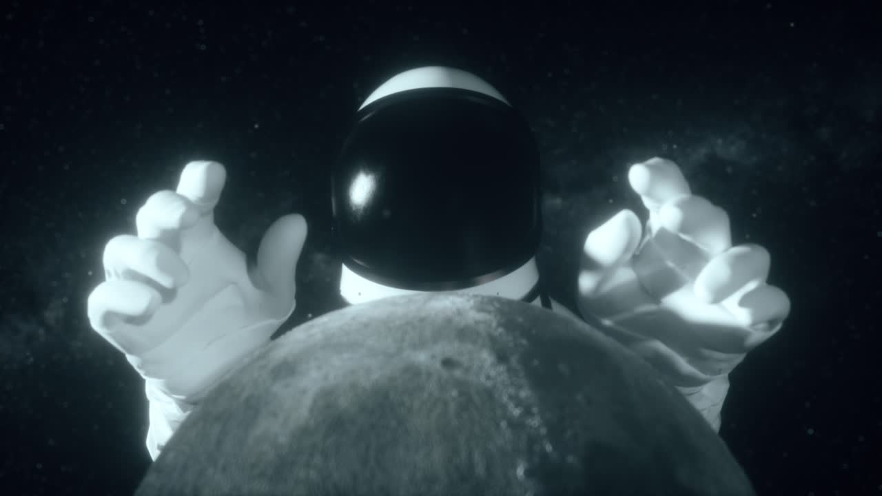 astronauta se acerca a la luna