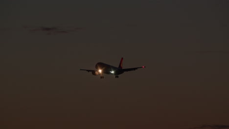 airplane landing at night