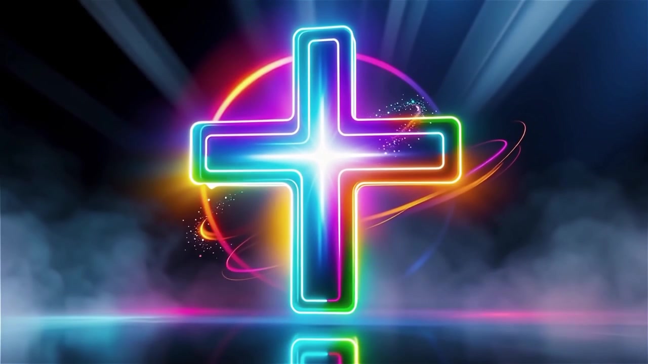 Croce Cristiana Luce Celestiale Sfondo per il Culto.