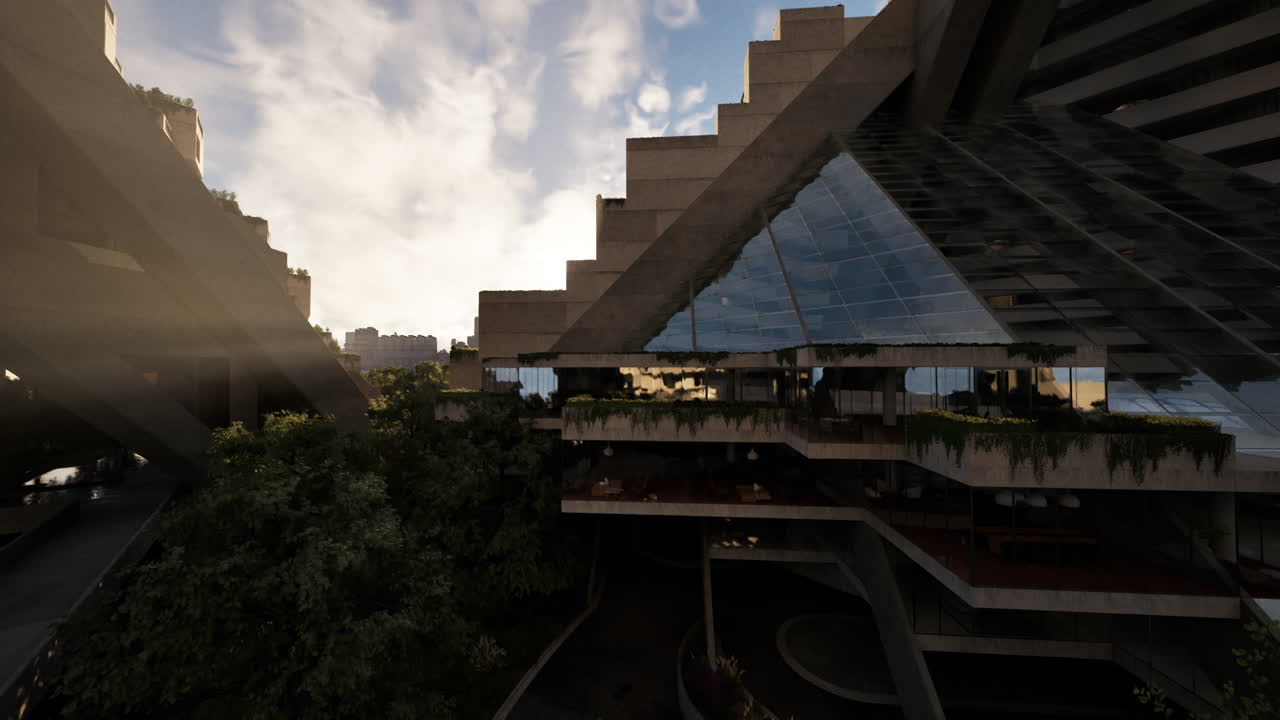 Arquitectura futurista: Un edificio moderno de hormigón y cristal