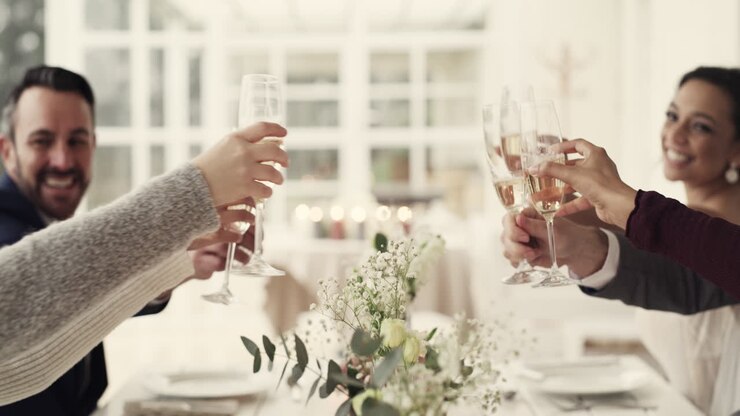 Let's toast to the bride and groom!