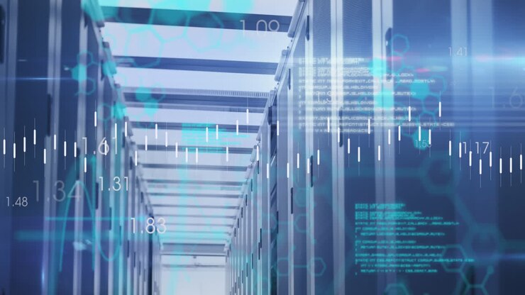 Animation of financial data processing over computer servers