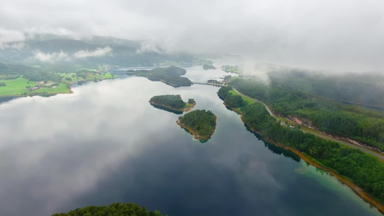 아름다운 자연 노르웨이 자연 풍경 공중 촬영