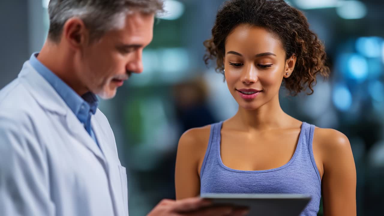 Engaging Consultation Between a Healthcare Professional and a Patient Focusing on Important Health Information in a Modern Medical Setting with a Calm and Professional Atmosphere