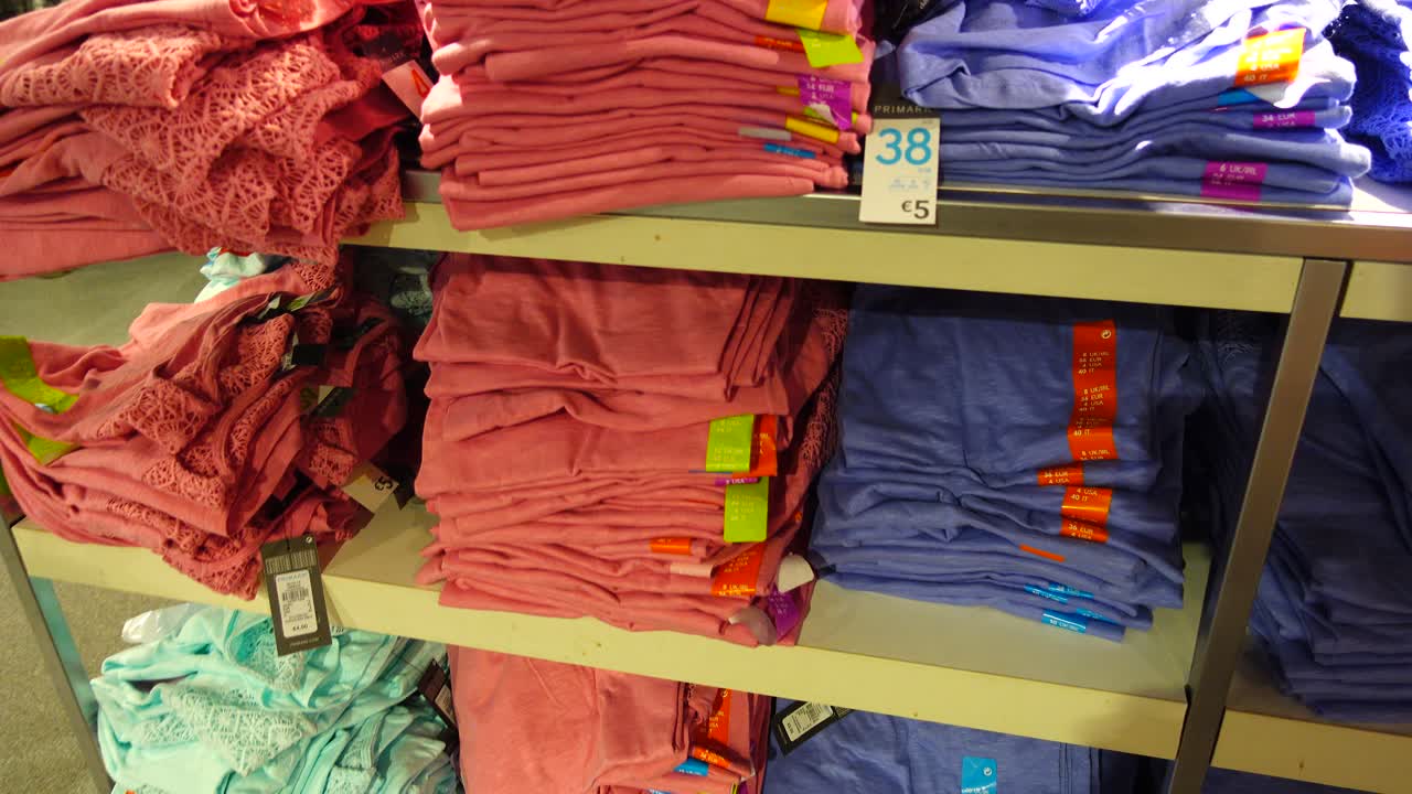 Shopping in Europe. The choice of goods in the outlet. Discounts in shops of Europe