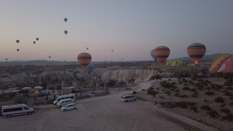 vertical movement from a hot air balloon during take off from goreme during sunrise