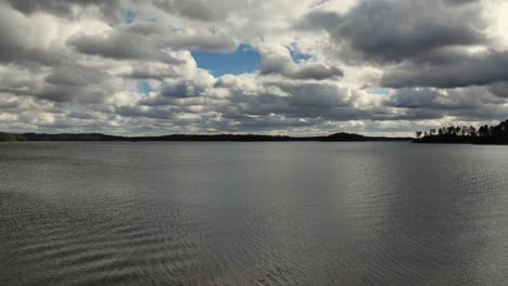 drone view of lake lanier in winter