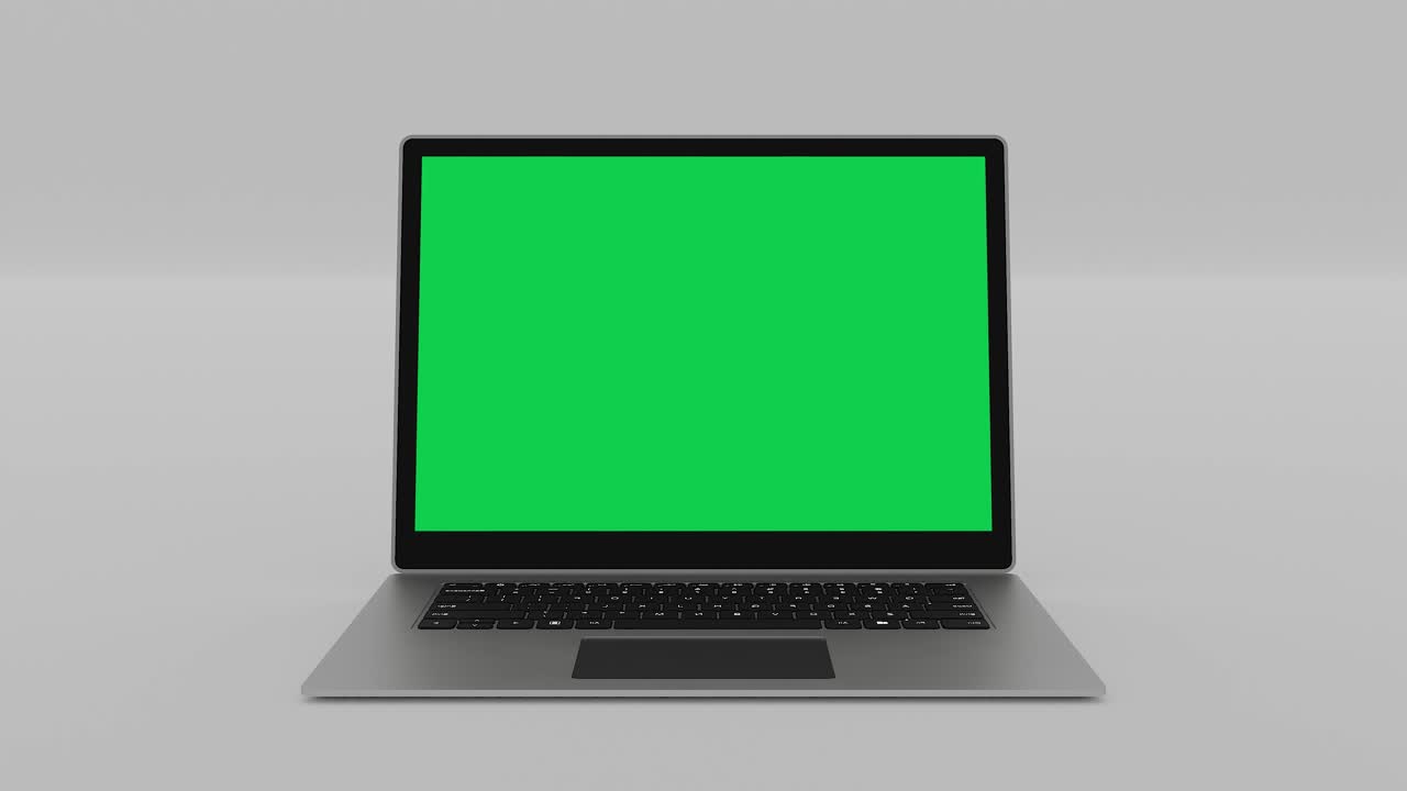 Modern Slim Laptop Open Lid Turn ON Green Screen 4k
