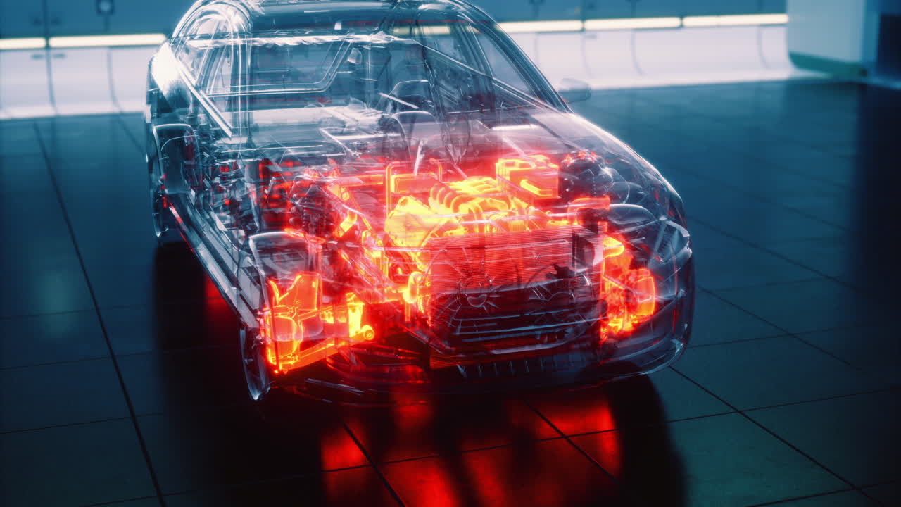 Clear car design showcases vibrant internal mechanics and artistry