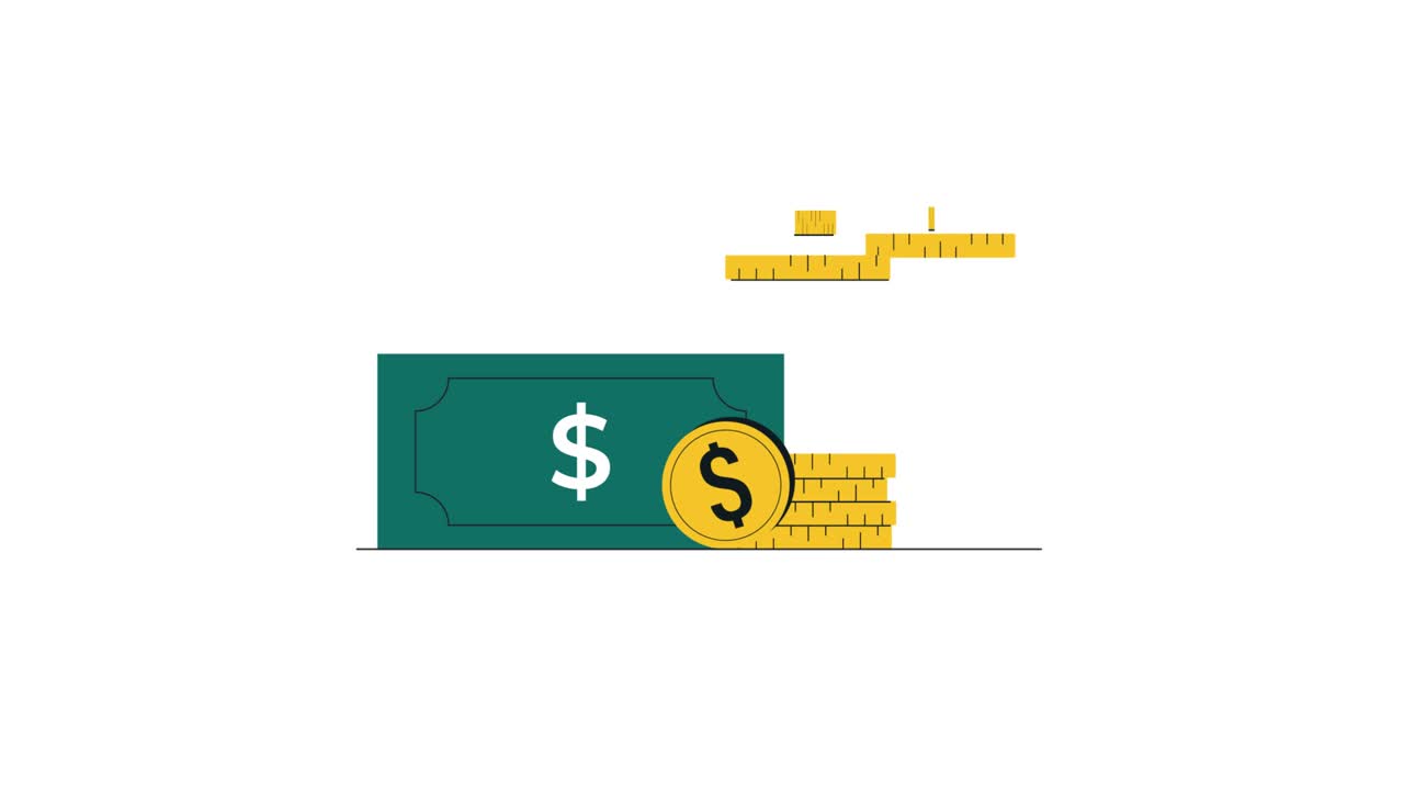 Animated Money with Rising and Falling Financial Graph