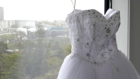 wide shot of  bride - bridemaid wedding dress