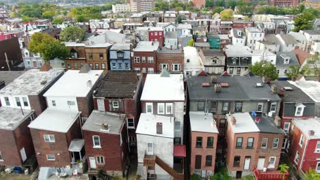 colorful rowhomes in urban american city