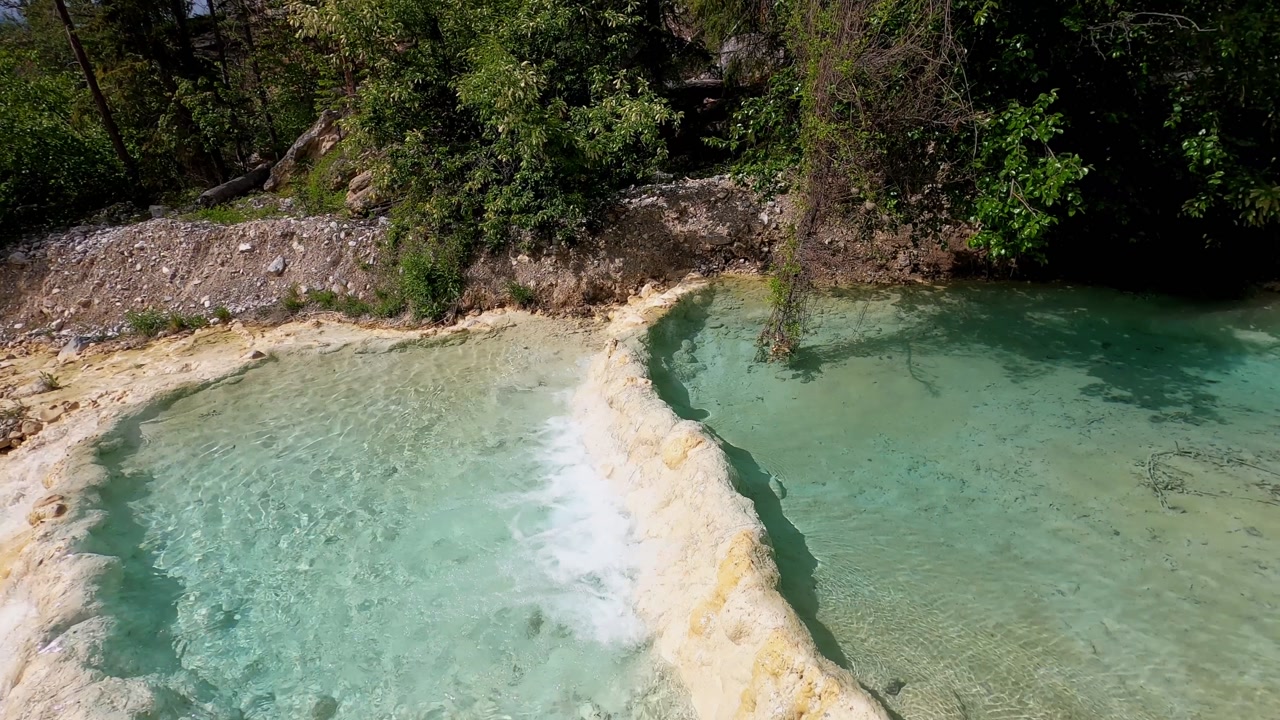 Turquoise geothermal pools at Fairmont Hot Springs Canada wilderness
