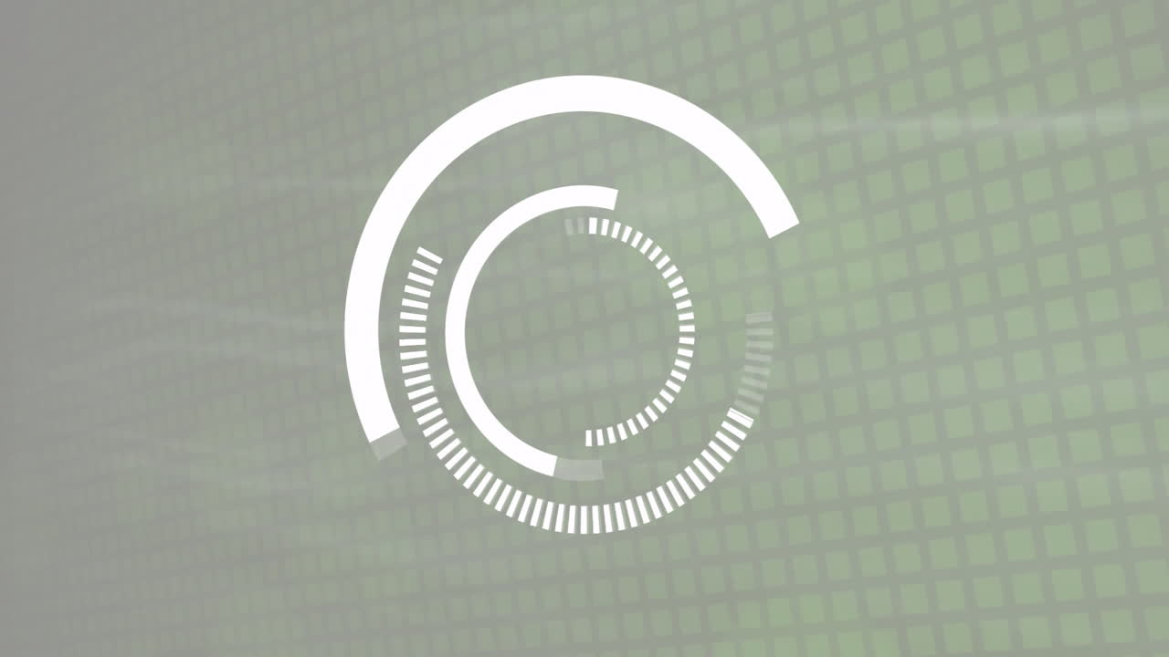 animación de barras de progreso circulares giratorias en fondo de cuadrícula verde