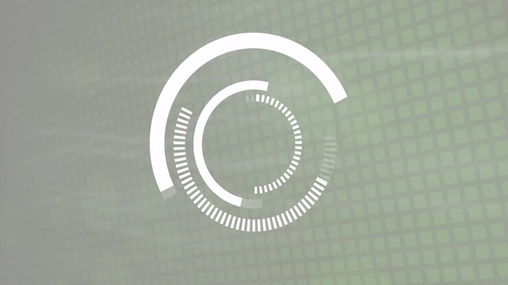 Rotating circular progress bars animation on green grid background