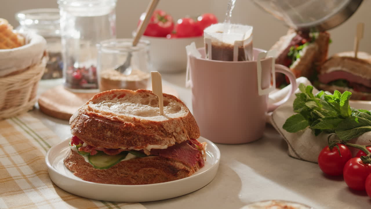 Delicious Homemade Sandwich and Coffee