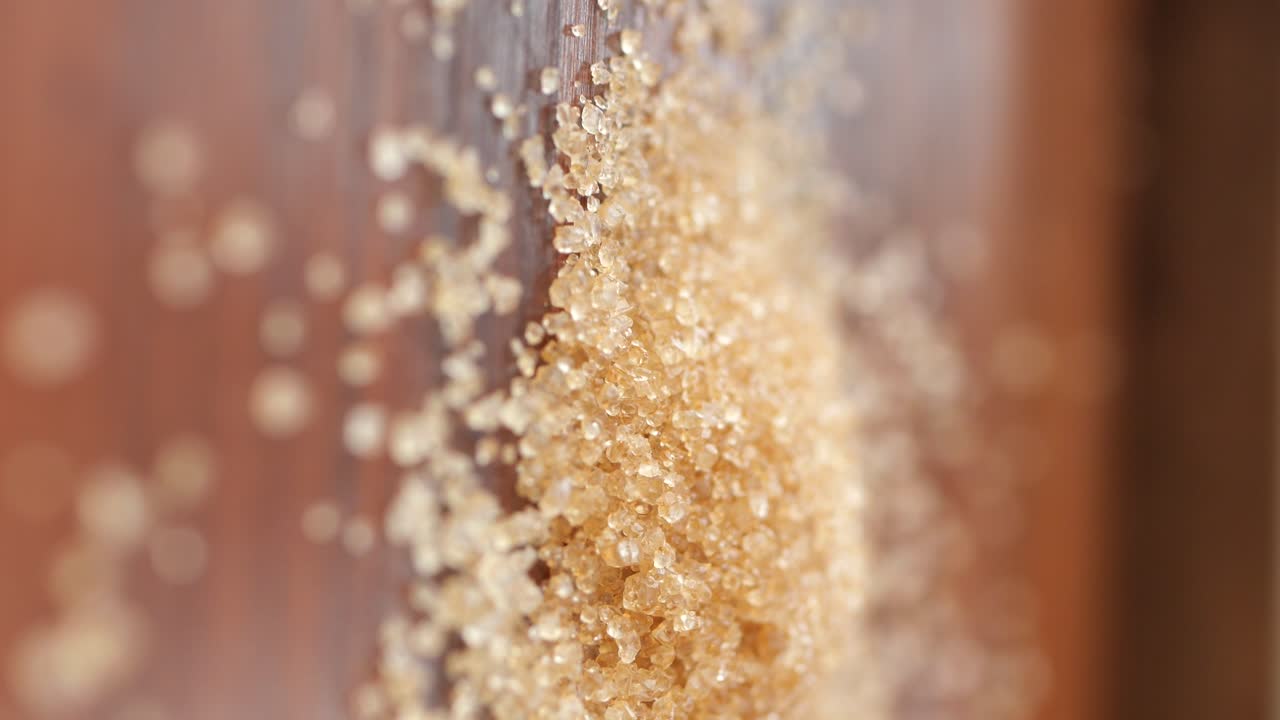 Close-up view of brown sugar crystals
