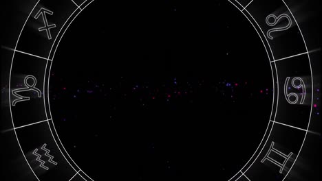 animation of horoscope circle moving on black background