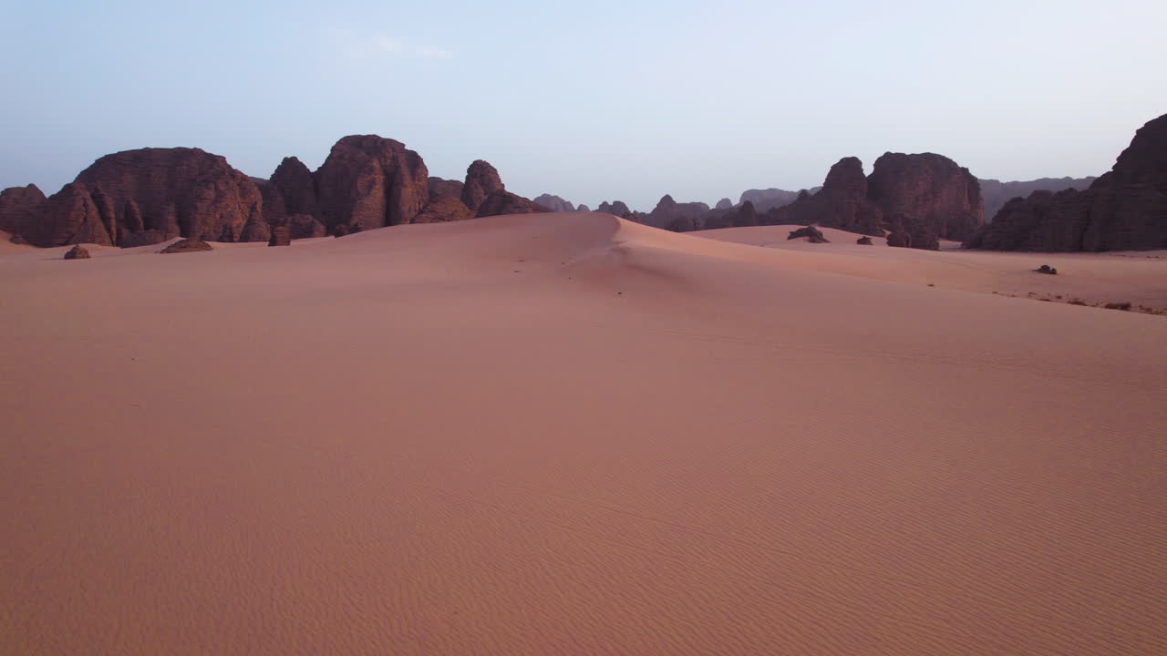 Sahara Desert And Sandstone Cliffs At Dawn In Tassili N'Ajjer National Park, Illizi, Algeria