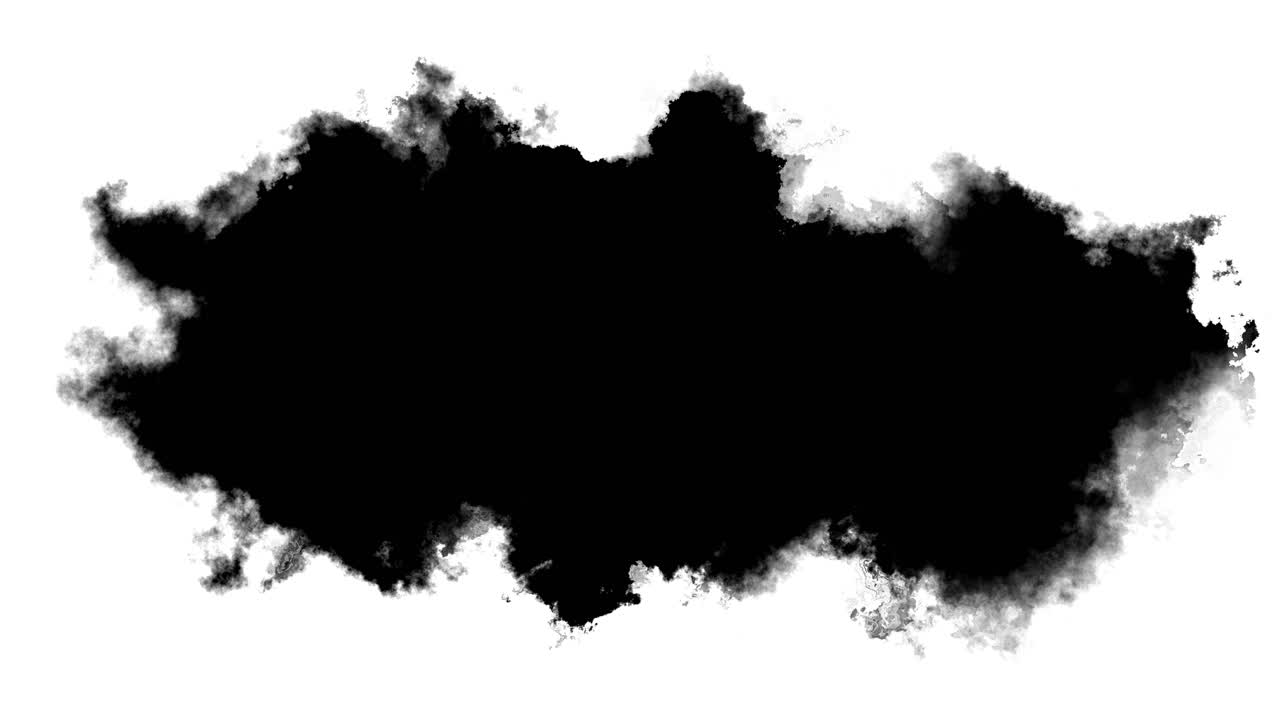 Transizione con pennellata di inchiostro nero, effetto gocciolamento pennello che si diffonde sullo schermo, schizzi e gocce di liquido