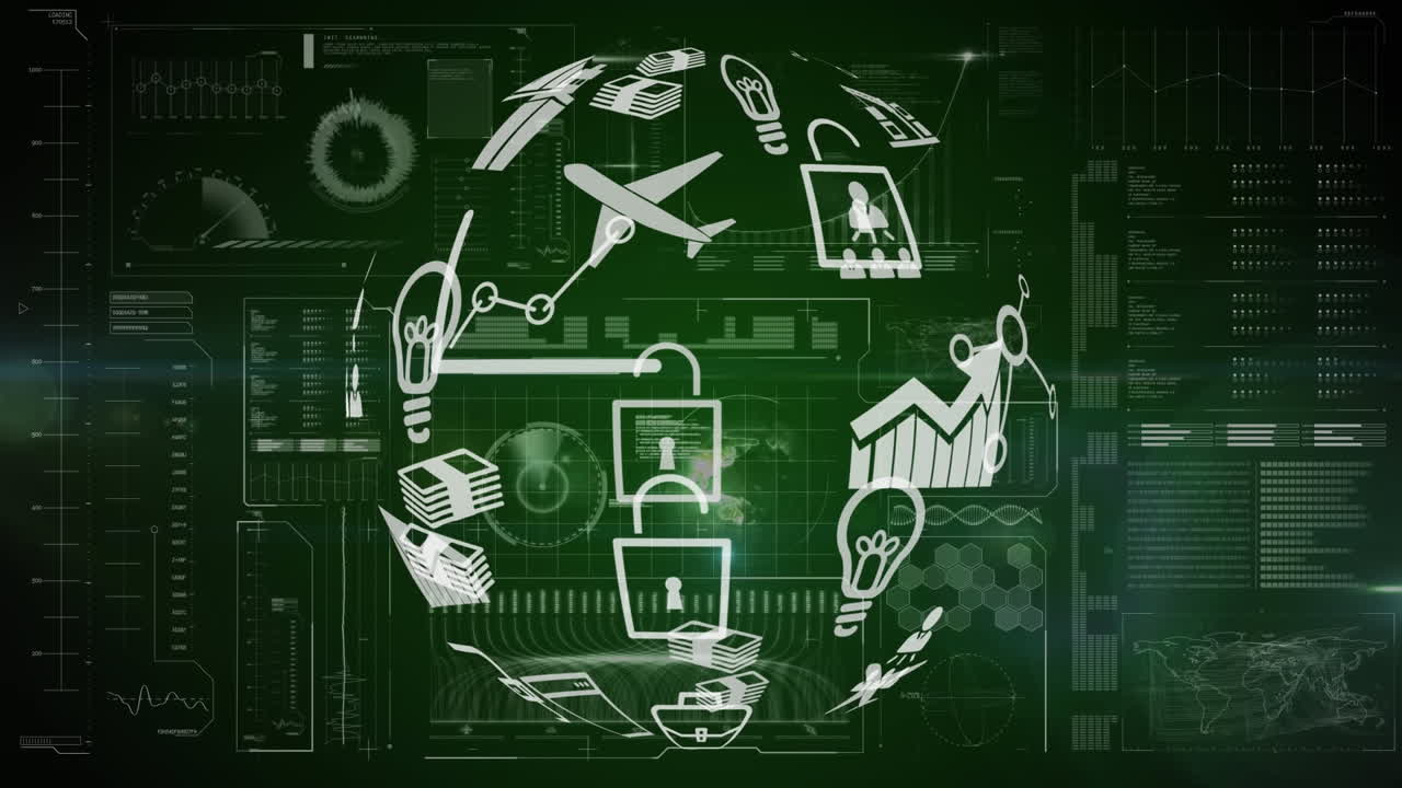 iconos de aplicaciones y interfaz futurista