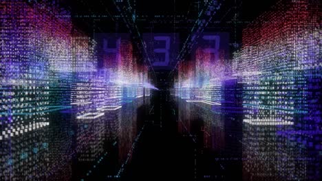 holograma abstracto de bucle sin costuras ciudad inteligente en 3d