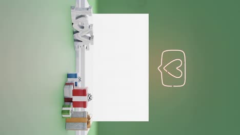 presentación con temas de amor etapa de fondo verde maqueta vertical