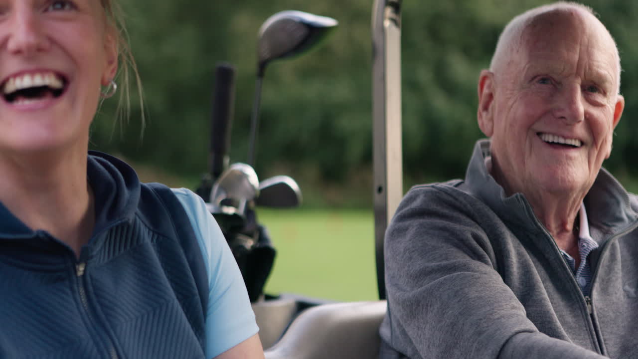 People in a golf cart