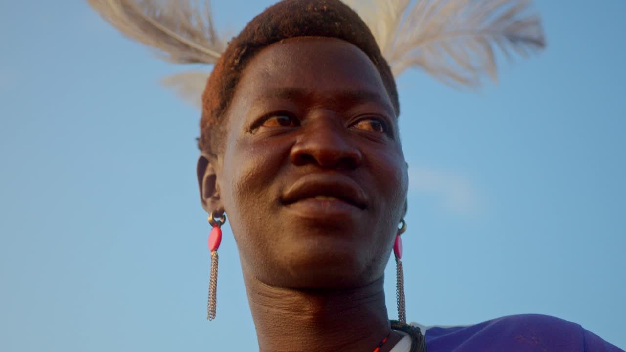 Traditional African Warrior Getting Ready For a Hunt in Karamoja, Uganda, Africa - Close Up