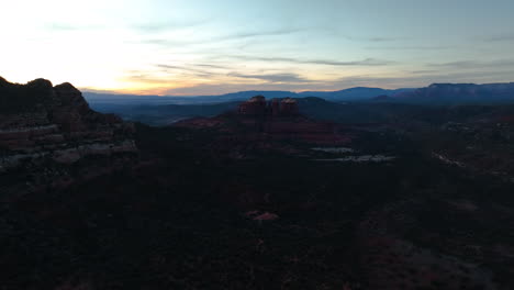 sedona's cathedral rock at dusk in arizona - aerial drone shot