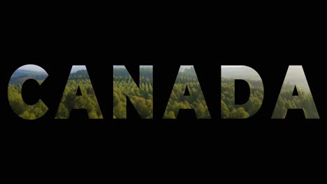 Aerial-Drone-Shot-Over-Canadian-Forests-Overlaid-With-Graphic-Spelling-Out-Canada