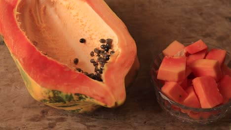 sliced fresh papaya on a table