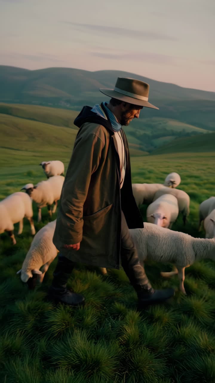 Shepherd with Sheep in a Meadow